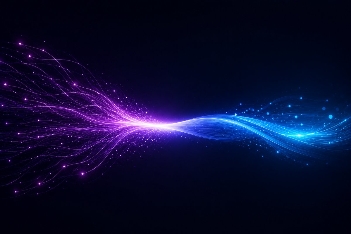 Abstract visualization of enterprise conversational automation, where multiple customer communication channels converge into a single intelligent orchestration flow powered by agentic AI.
