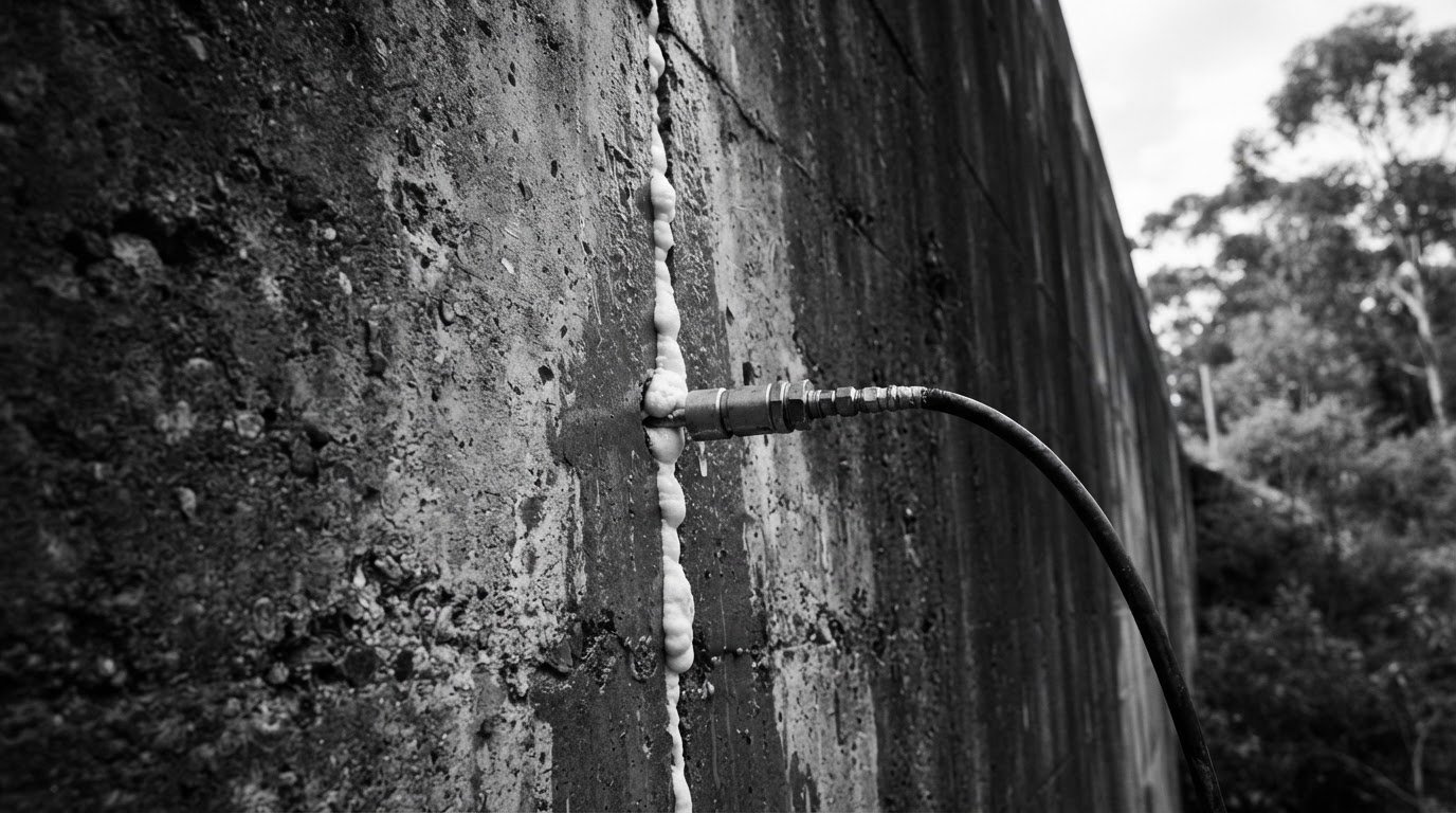 Expanding Polyurethane Water Leak Sealing for Cracks and Active Leaks