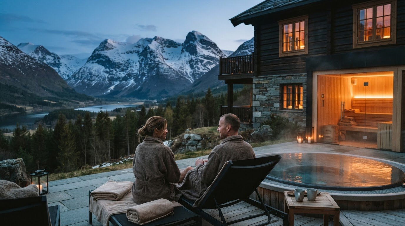 Fjellhotell med velvære for en pause med bad og behandling