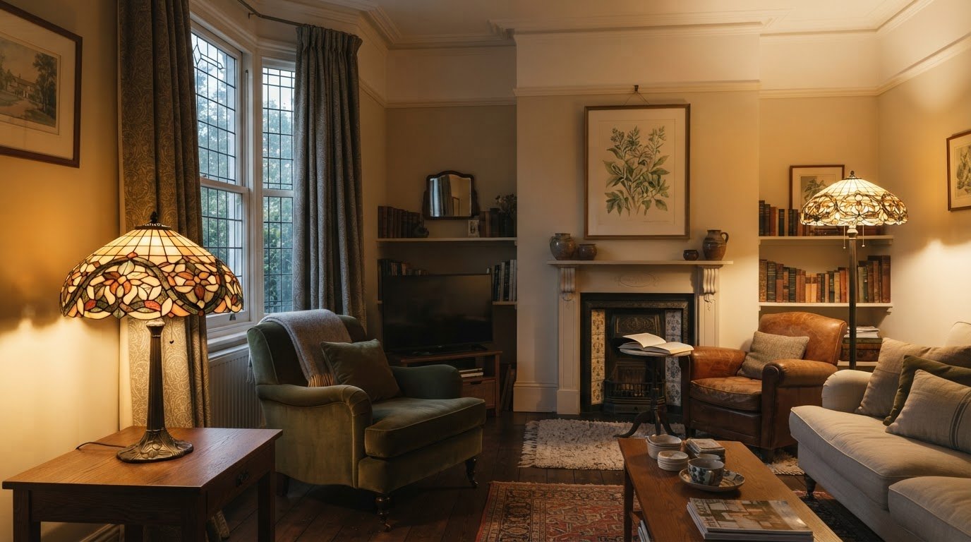 Handmade Tiffany-style lamps for table and floor lighting