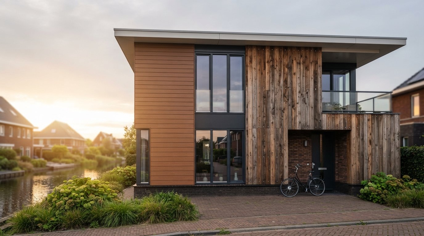 Hoe lang gaat composiet gevelbekleding mee en hoe verhoudt het zich tot hout?