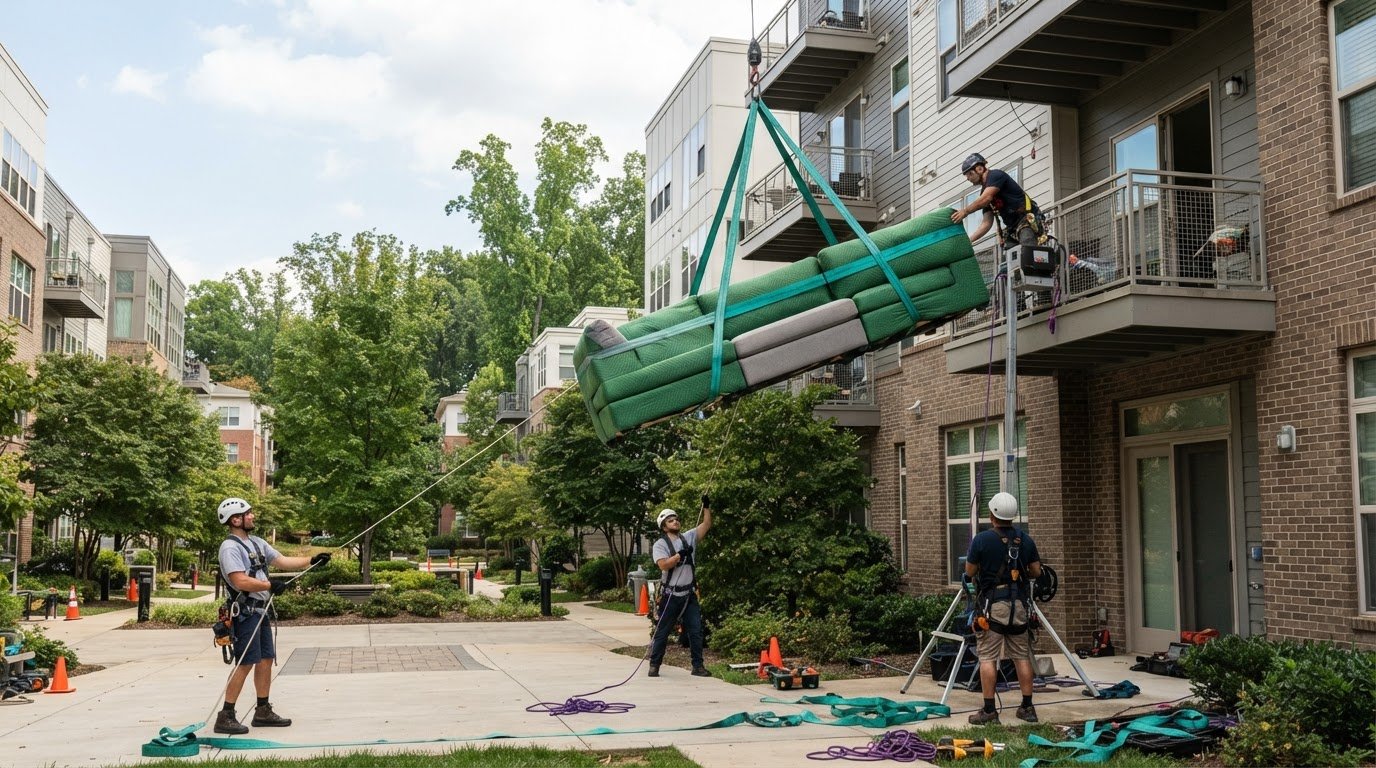 Hoisting a Couch to a Third-Floor Apartment in Reston, VA