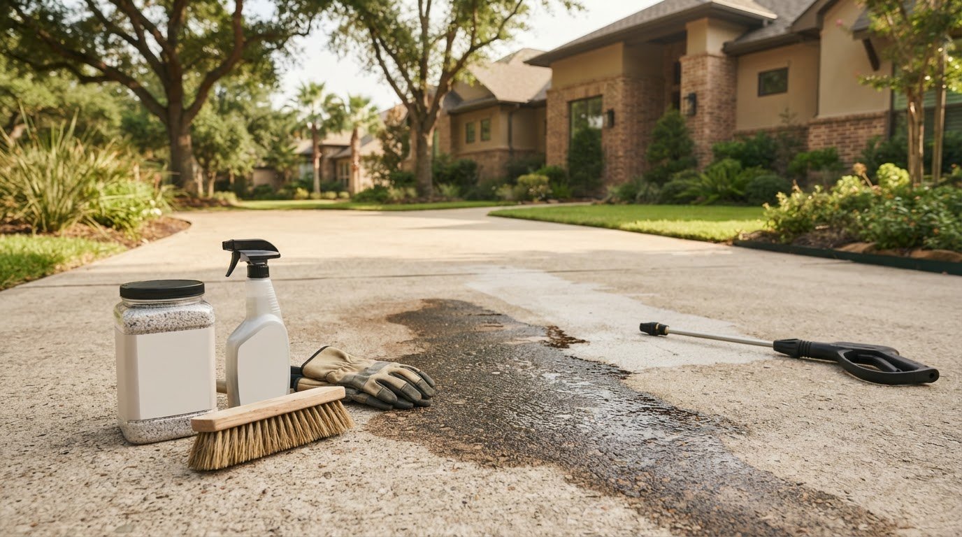 Houston Driveway Oil Stain Removal: Step-by-Step Guide