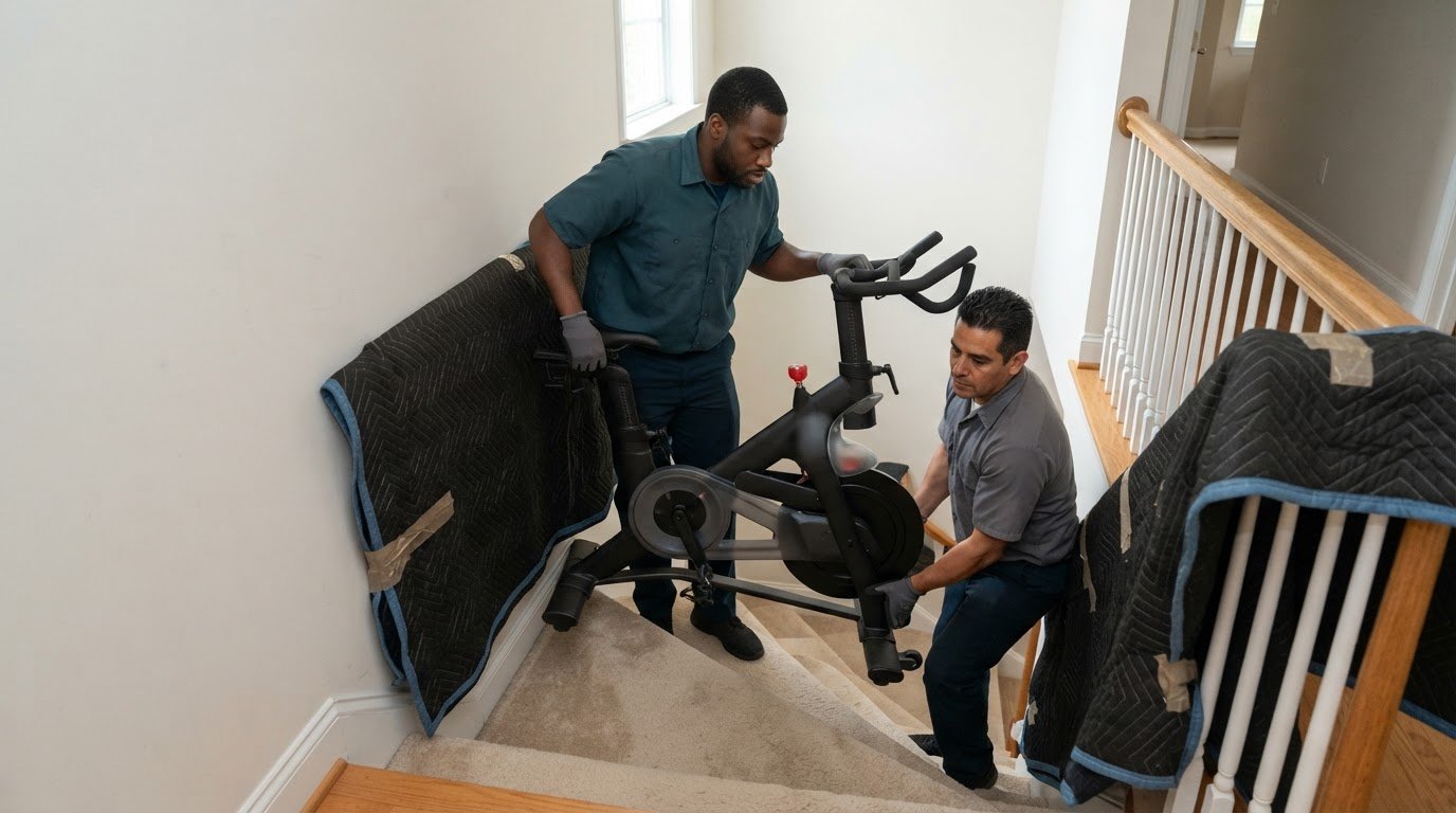 How to Move a Heavy Peloton Upstairs Without Scuffing Walls in Manassas