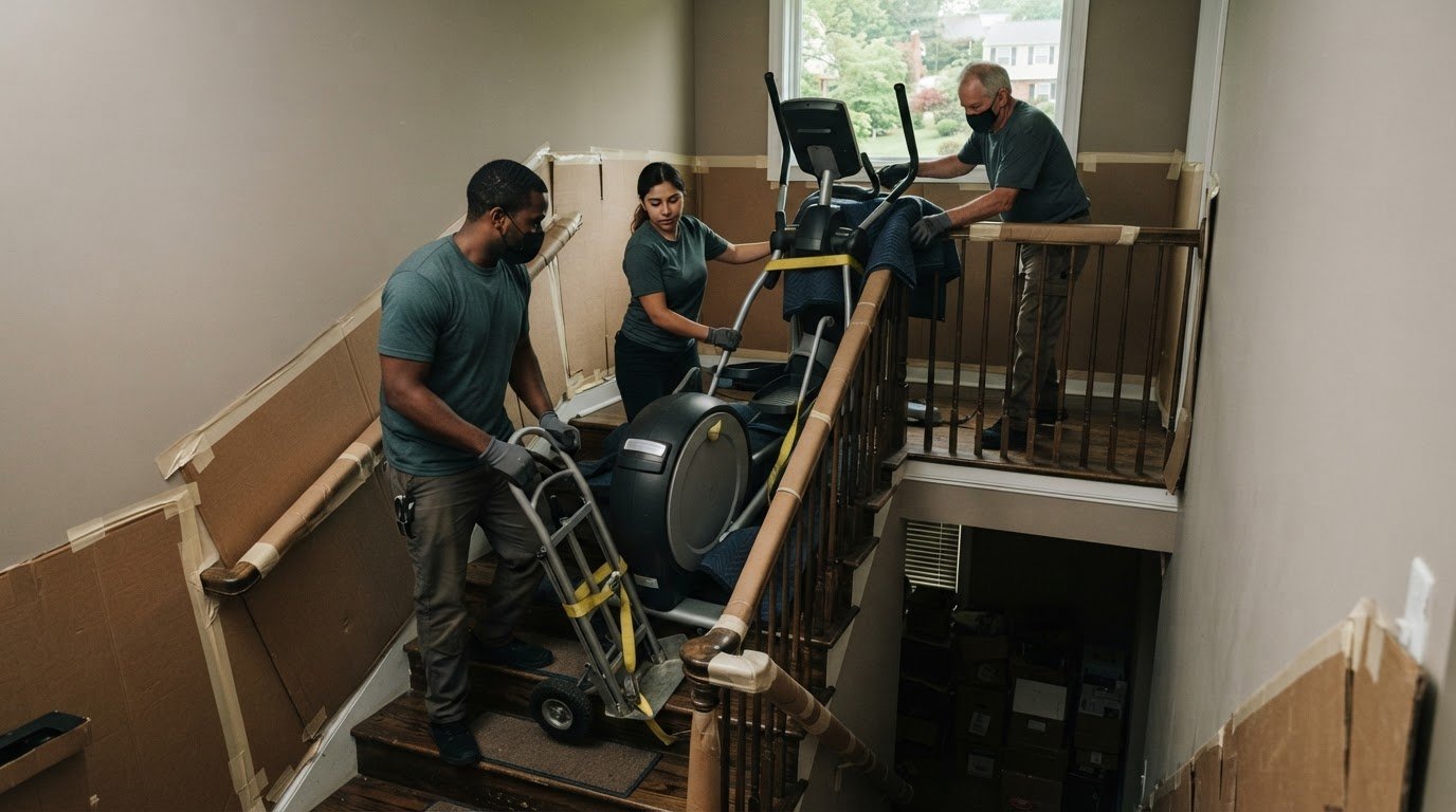 How to Move an Elliptical Down Tight Basement Stairs in Gainesville