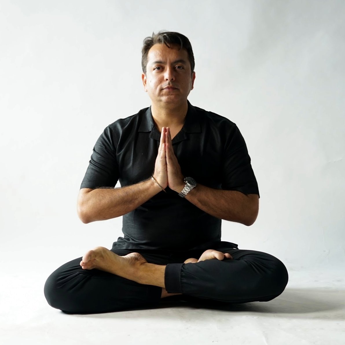 Gurtej Pasricha in Lotus Posture for Private yoga session in Dubai