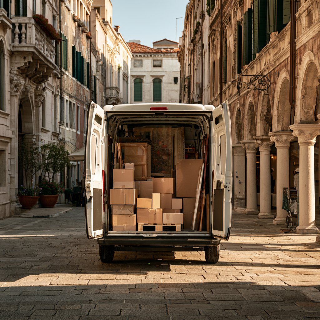 Professional movers securely packing and shipping artwork internationally across Europe