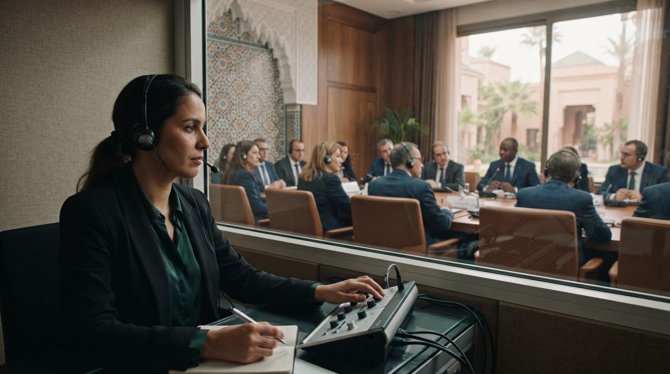 Interprétation simultanée arabe anglais en réunion diplomatique, usages et contexte