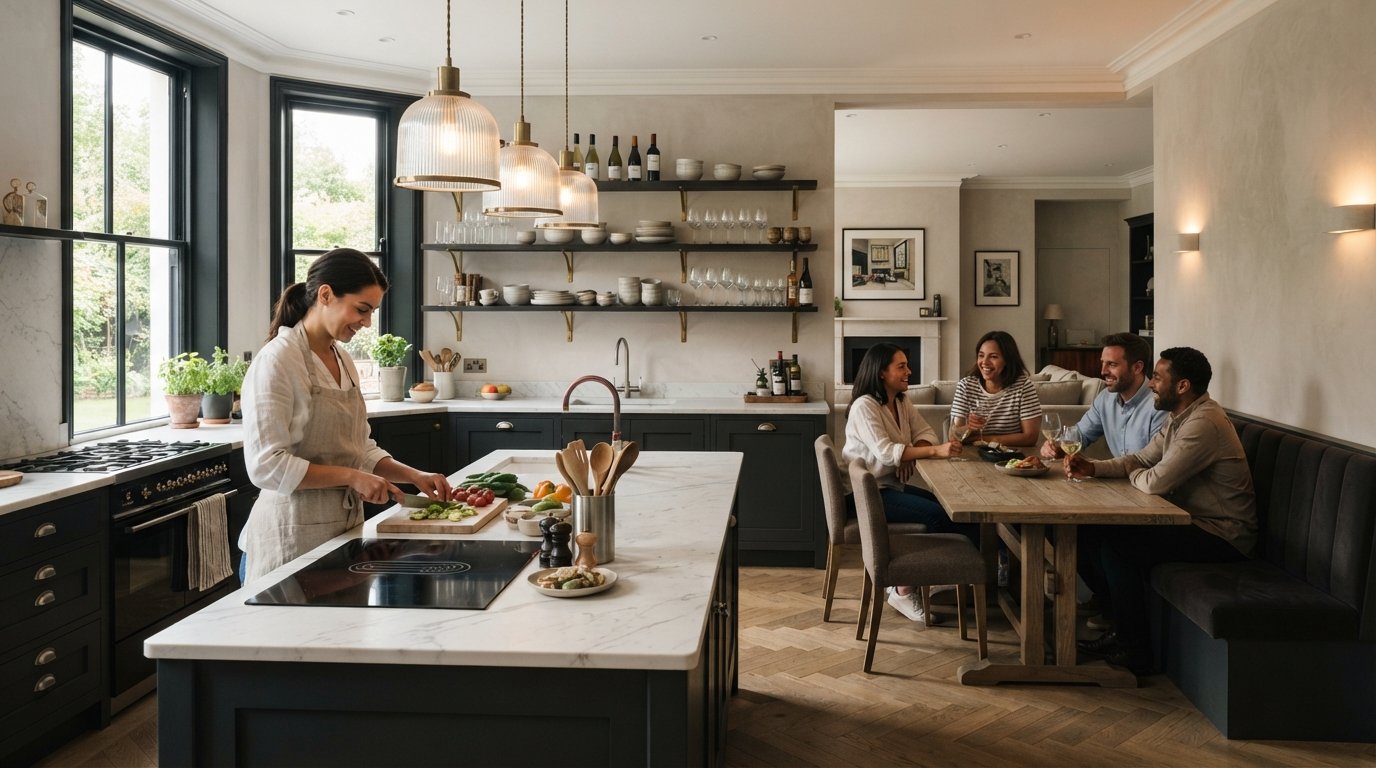 Kitchen design for entertaining guests while you cook