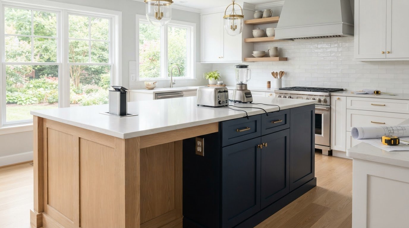 Kitchen Island Electrical Code Requirements and Pop-Up Outlet Placement