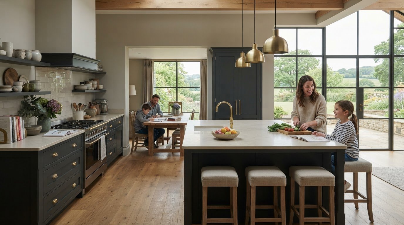 Kitchen layouts that bring family cooking and gathering together