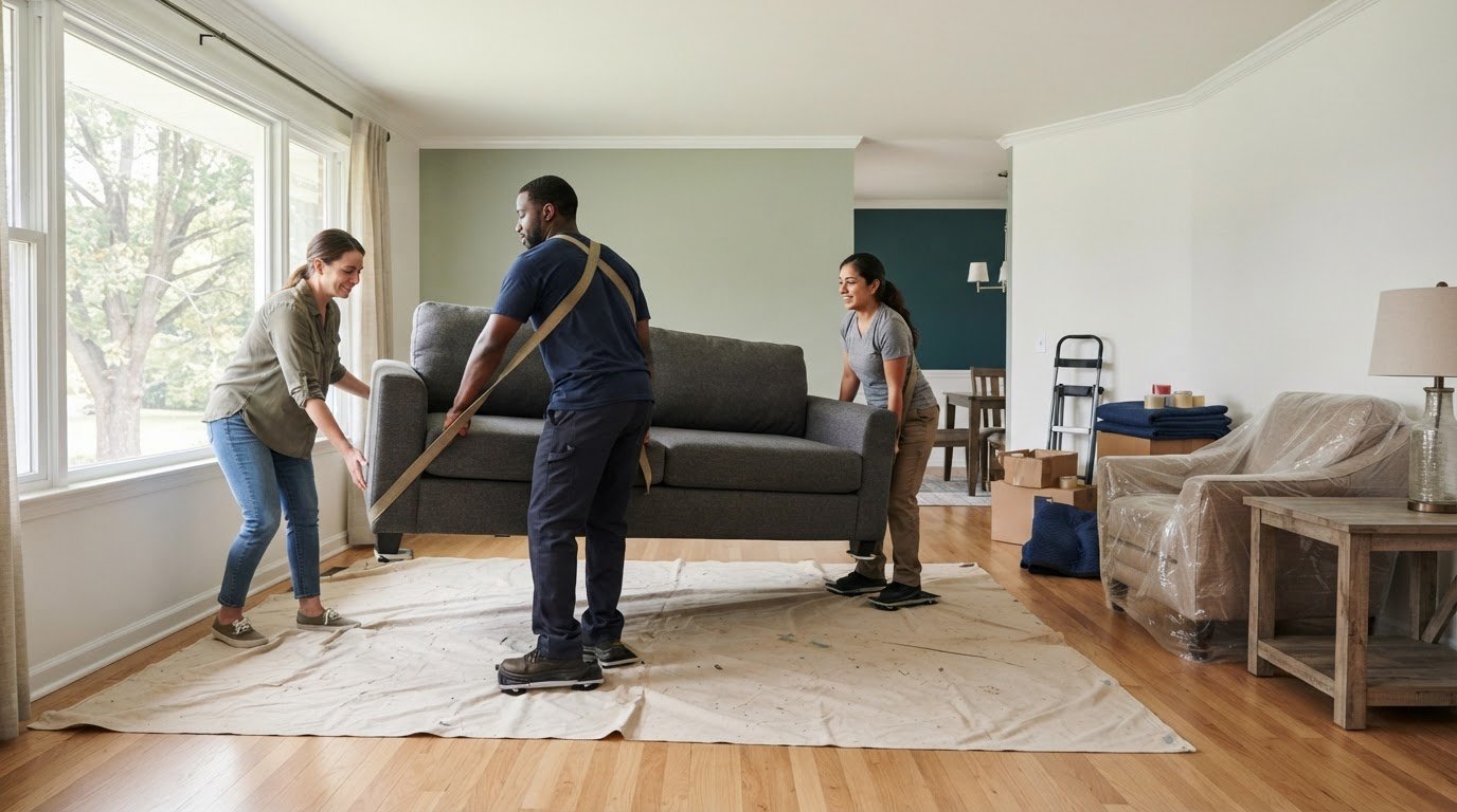 Labor to Shift Heavy Living Room Furniture During Interior Painting