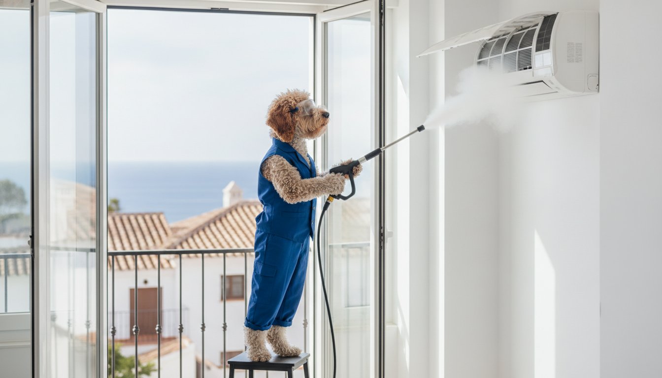 Limpieza de aire acondicionado split con vapor: Guía técnica de desinfección 2026