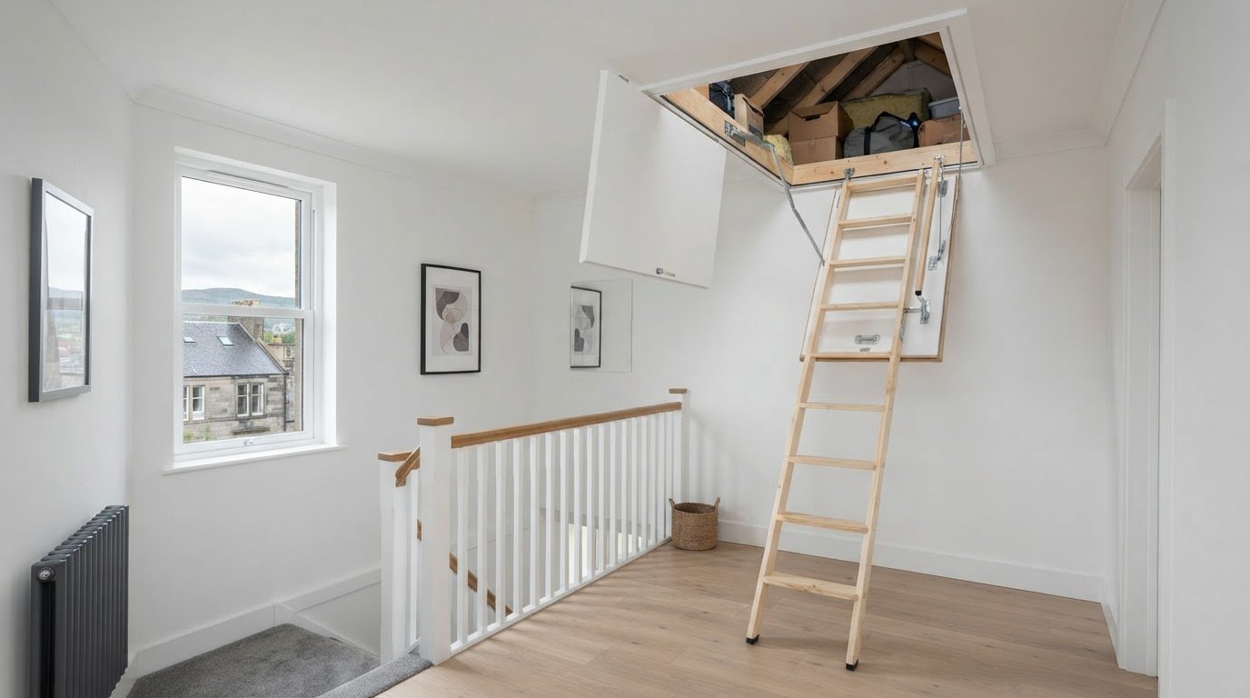 Loft hatch replacement in Airdrie with ladder compatibility