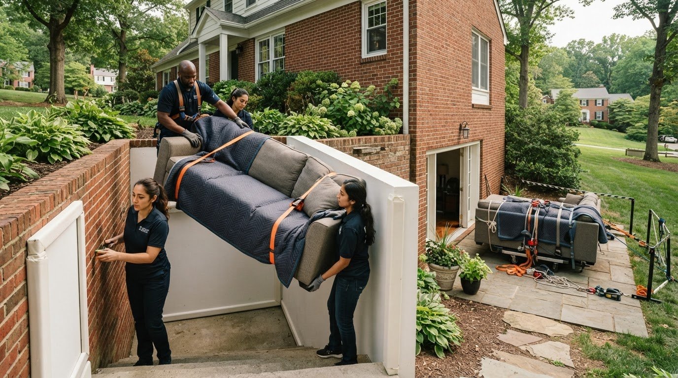 Movers to Get a Sofa Into a Basement in Clifton, VA
