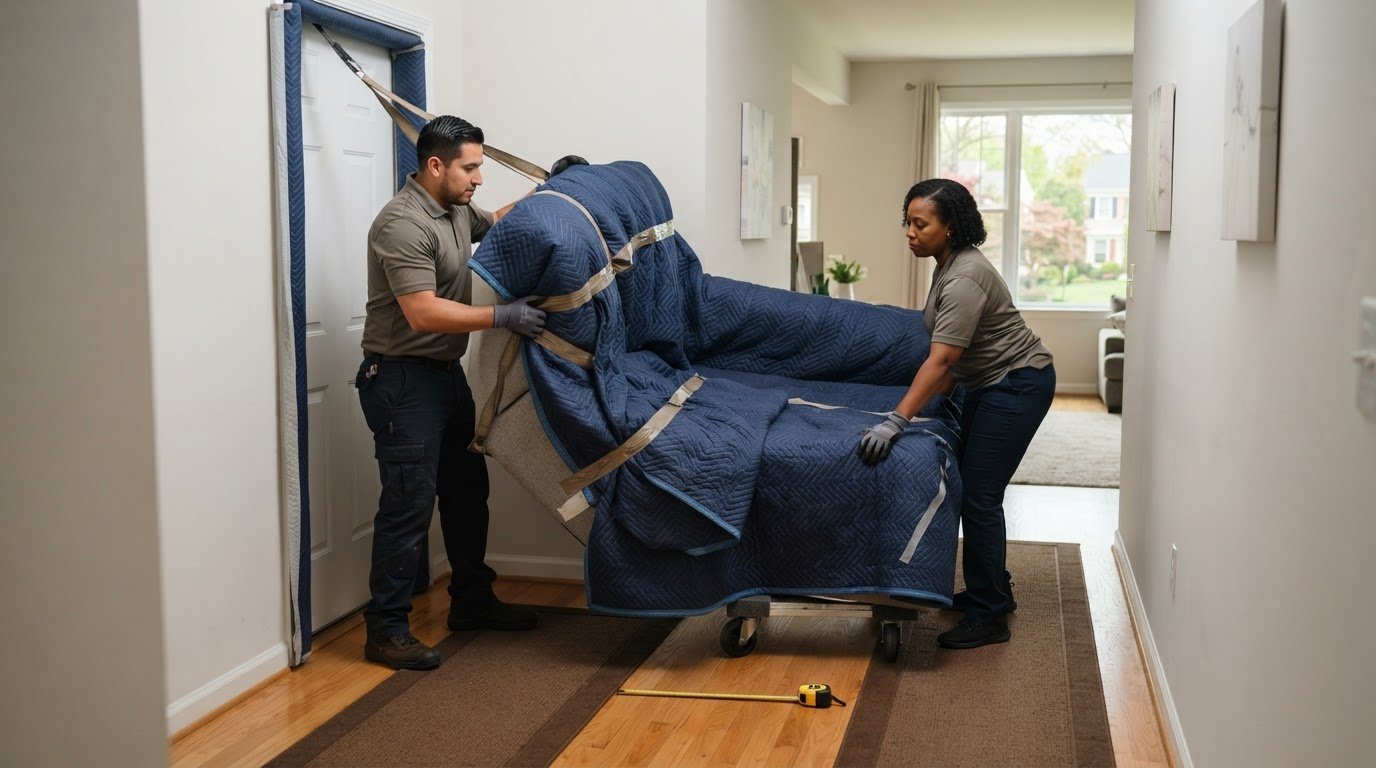 Moving a Large Sectional Sofa Between Rooms in Vienna, VA