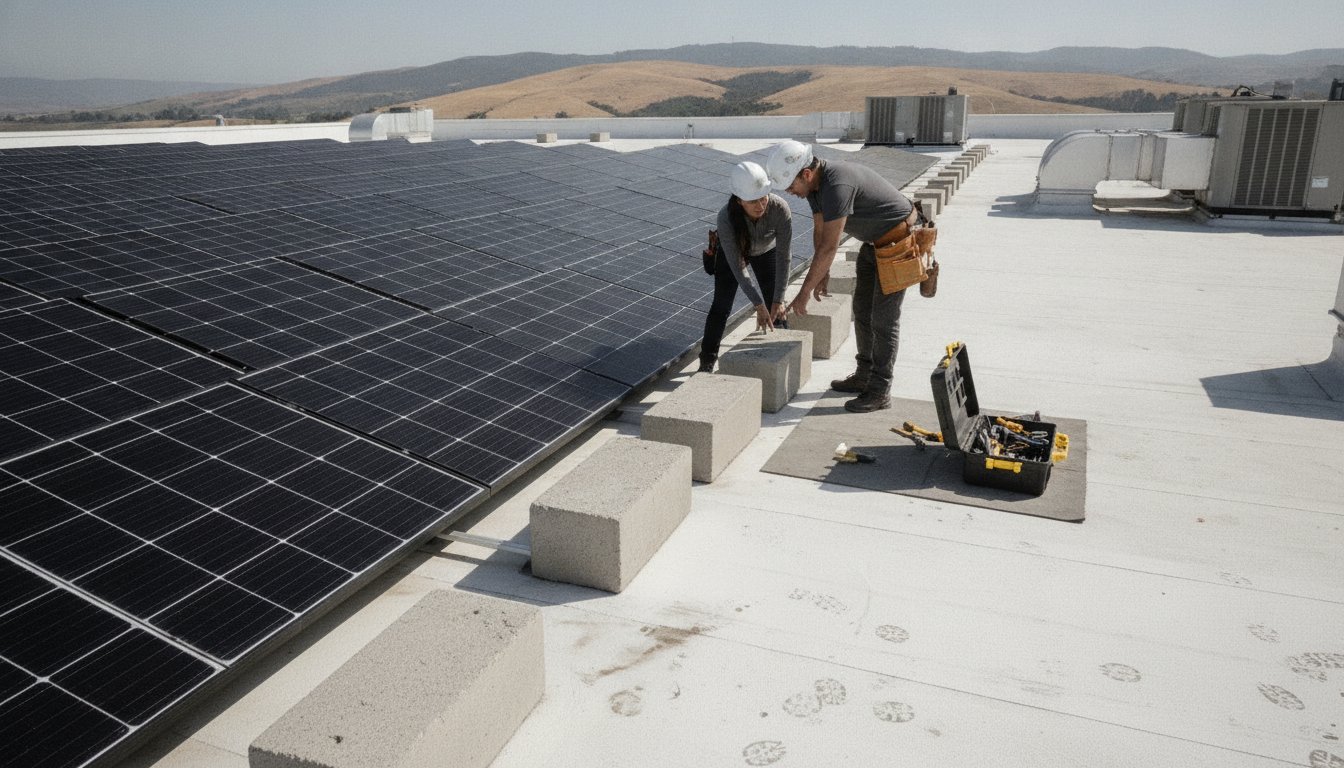 Non-Penetrating Flat Roof Solar Mounting: Protecting Your Commercial Asset