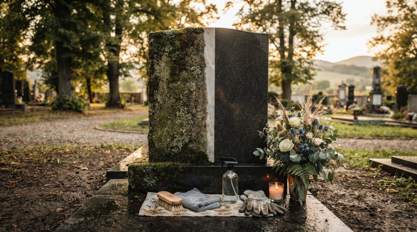 Odstránenie machu z náhrobku: Šetrný návod krok za krokom v roku 2026