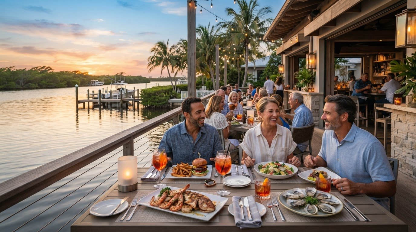 Palm Bay Dining for Cocktails, Dinner and Riverfront Views