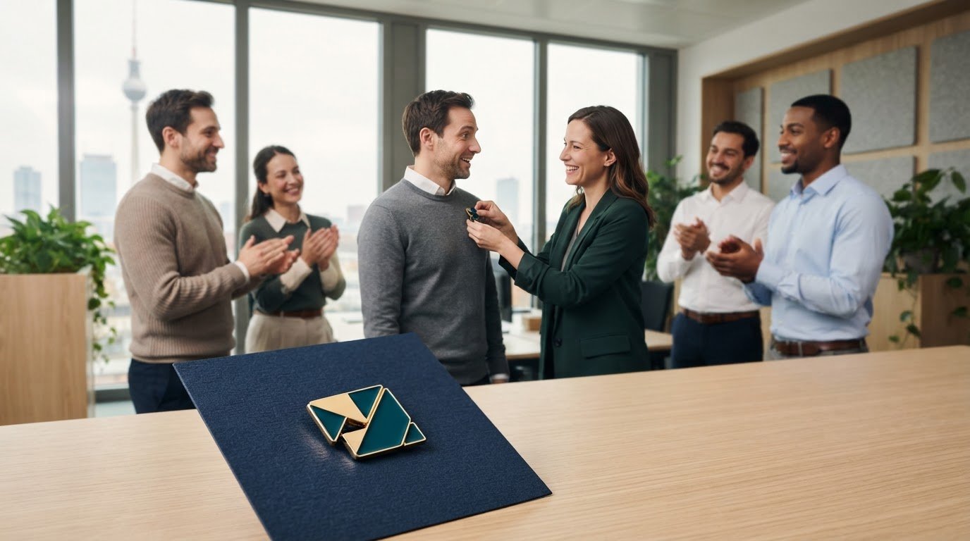 Pins zur Mitarbeiterbindung für Anerkennung und Teamgeist