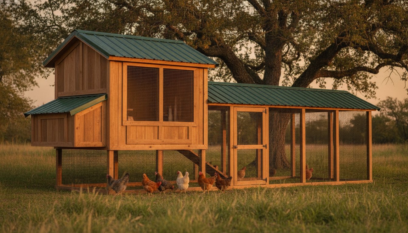 Polka Model Chicken Coop: Handcrafted 6x12 Quality for Texas Flocks