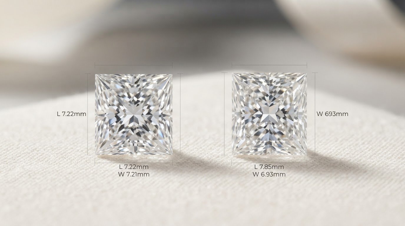 Princess Cut Diamond Length to Width Ratio and Shape