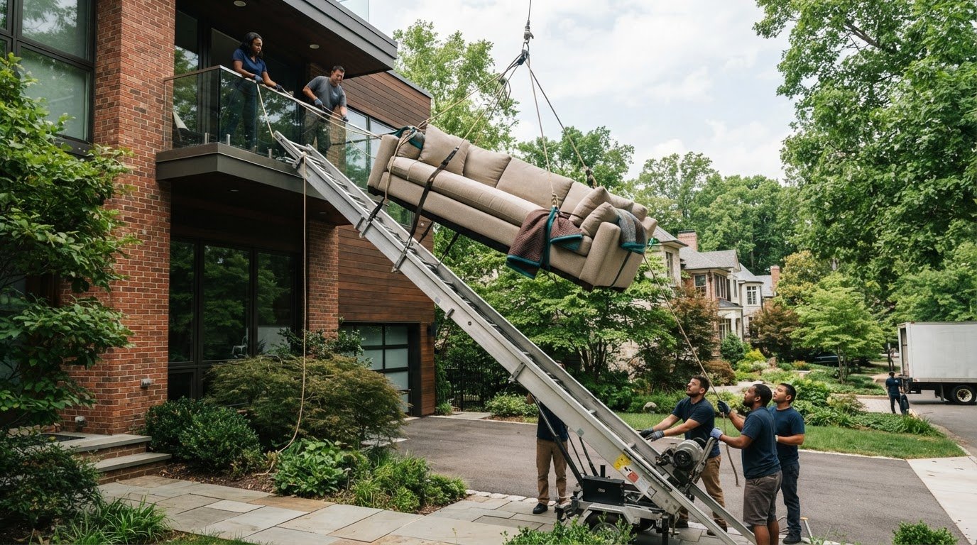 Professional Balcony Sofa Hoisting in McLean, With Flat-Rate Quotes