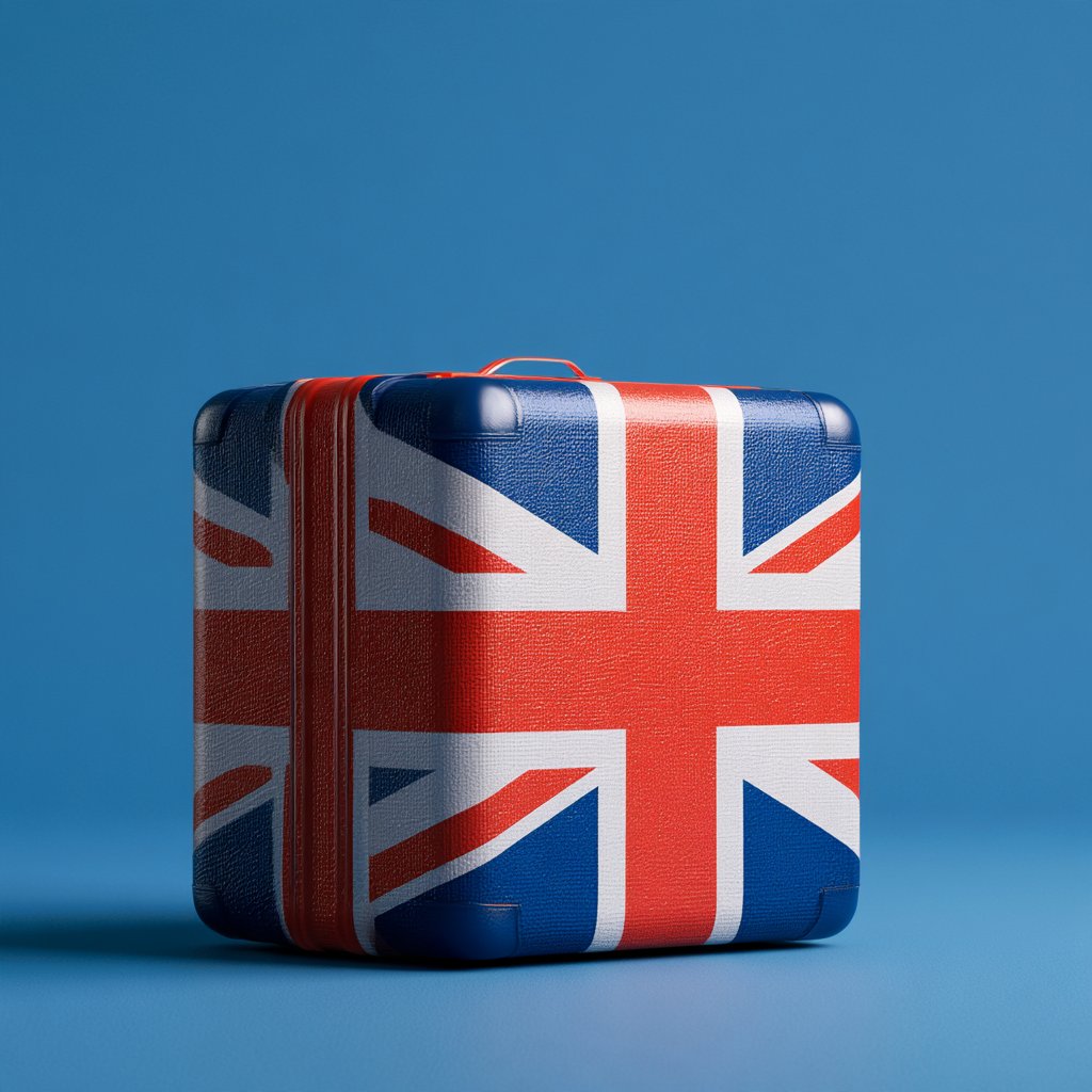uitcase with British Union Jack flag representing removals from the UK to Europe