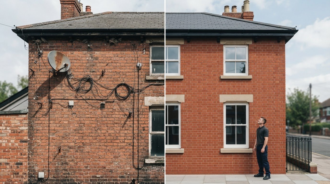 Removing Redundant Cables from an Exterior Wall: A Simple Way to Make a Building Look Less Dated