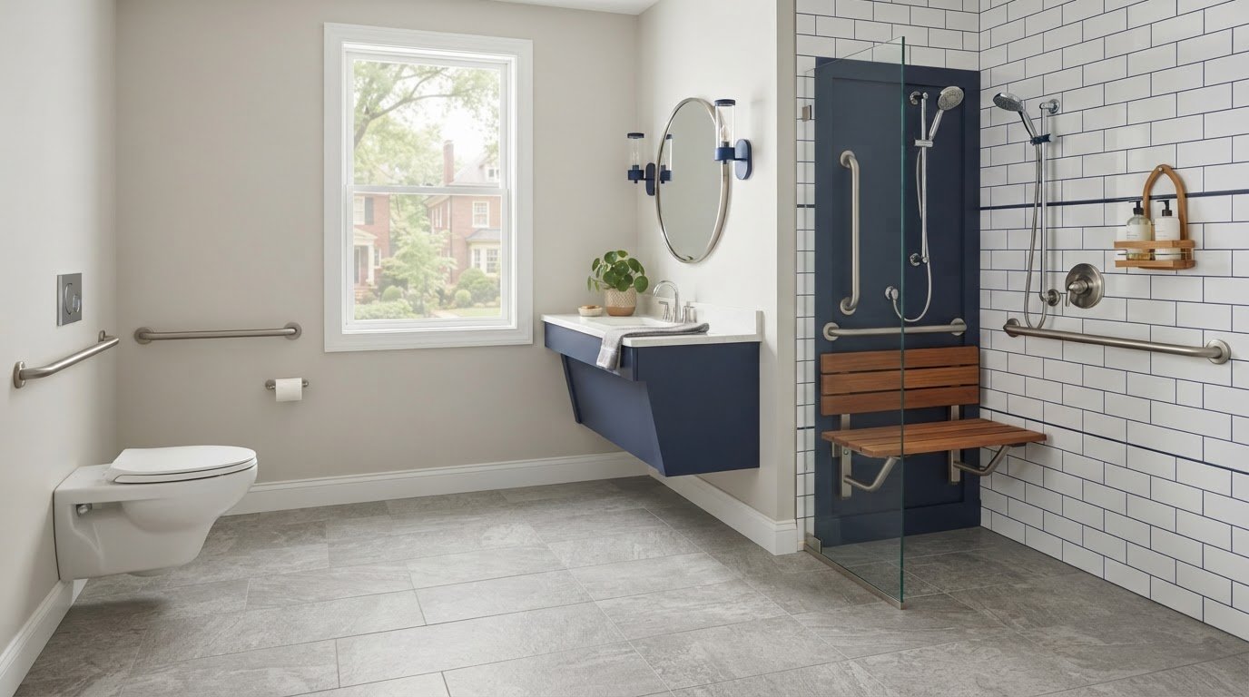 Residential ADA Bathroom Grab Bar Placement and Shower Requirements in Virginia