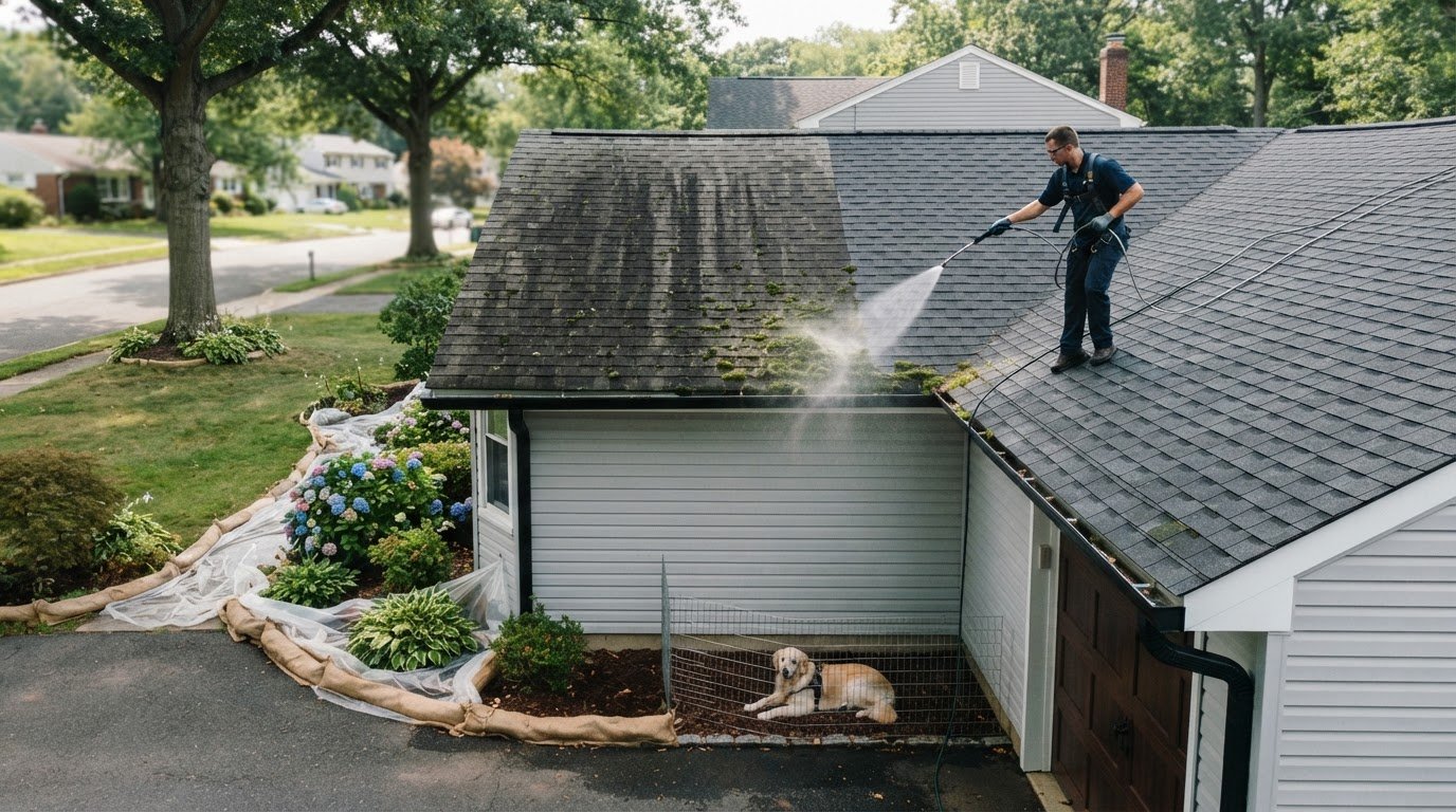 Roof Cleaning for Levittown Homes With Stains and Moss