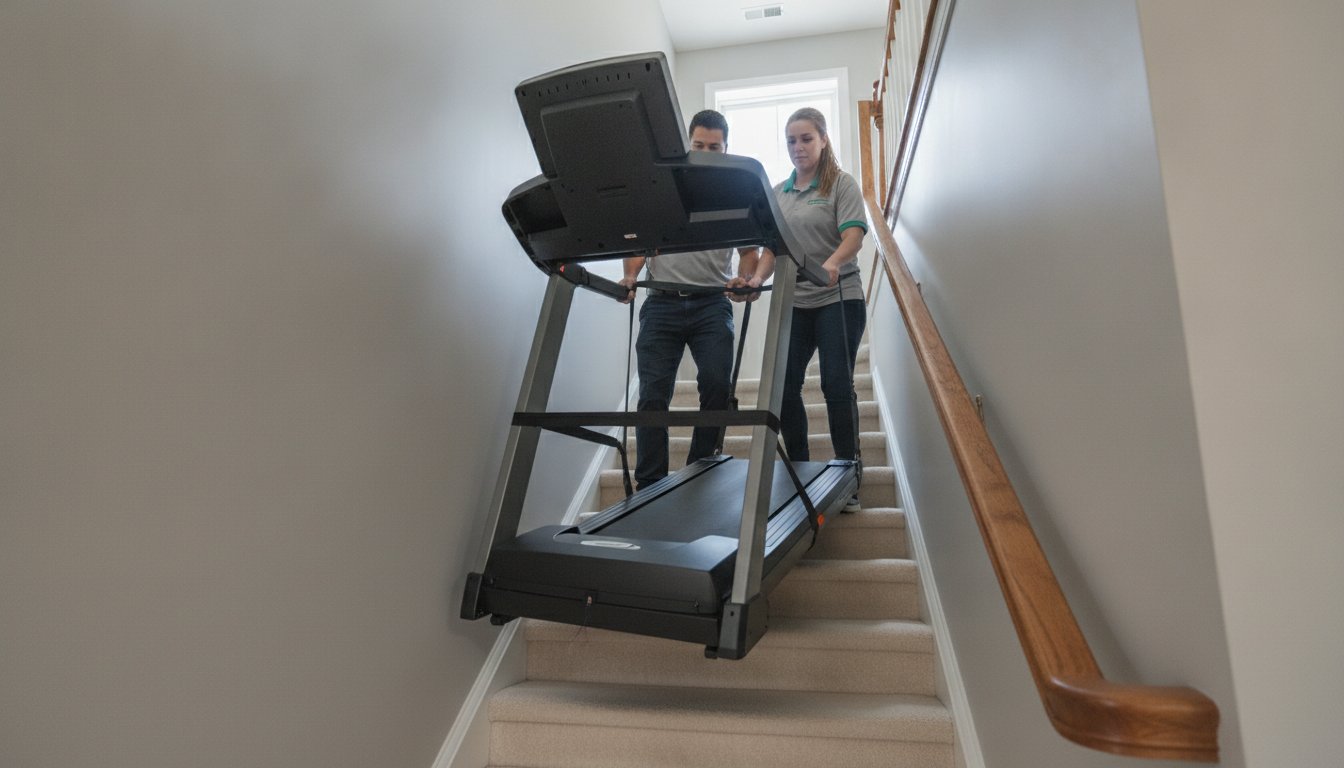Safe Treadmill Moving Down Basement Stairs in Ashburn