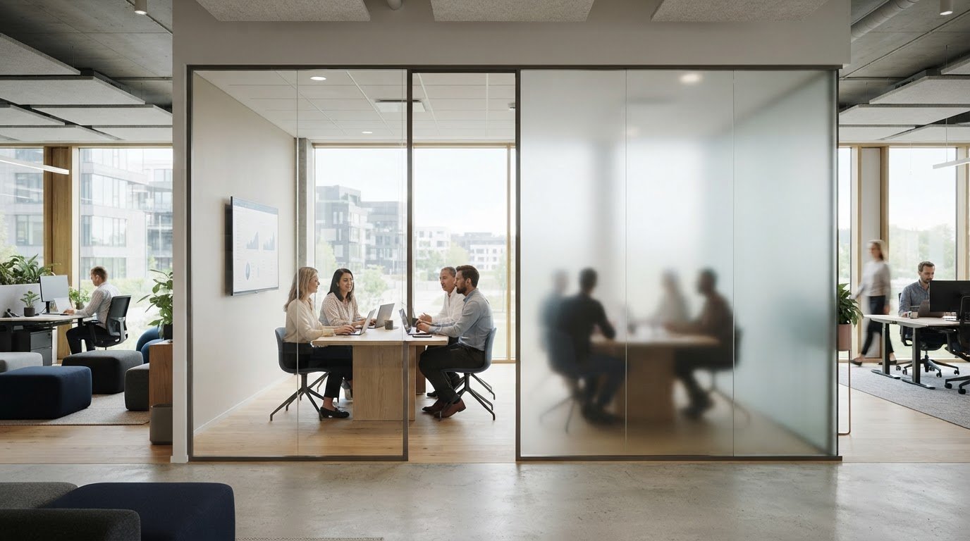 Smartfilm i hybridkontor: Slik skaper du fleksible glassflater