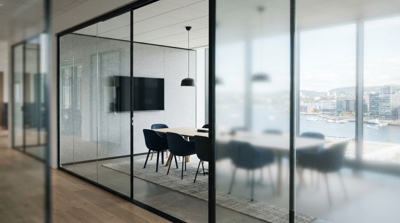 Smartfilm i interiørdesign for glassvegger og vinduer
