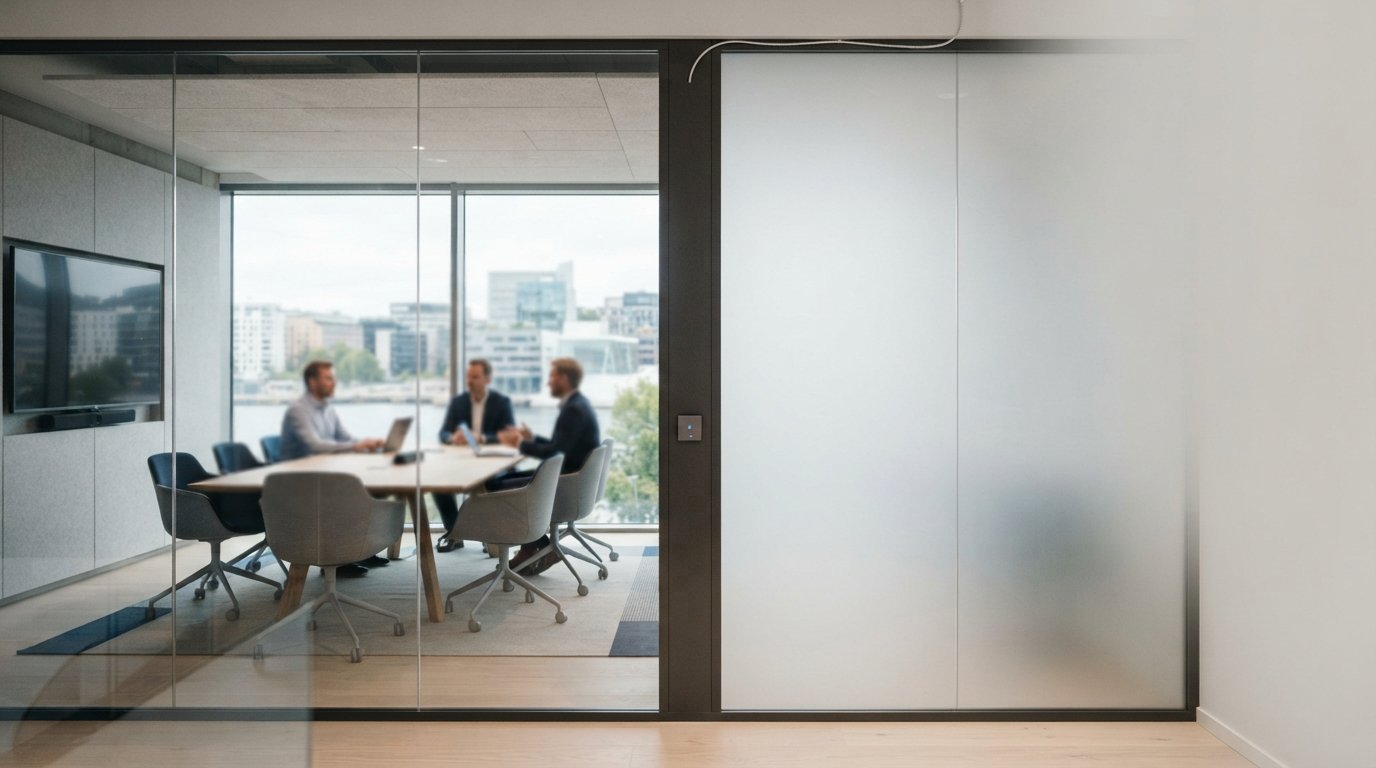 Smartfilm med sikkerhetsglass: PDLC, strøm og styring