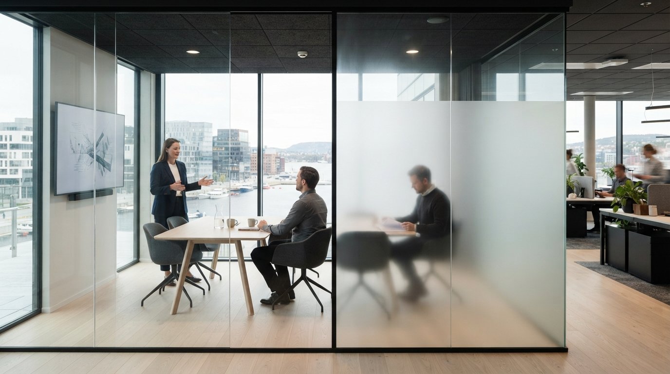 Smartfilm møterom: Guide til fleksibelt personvern på kontoret