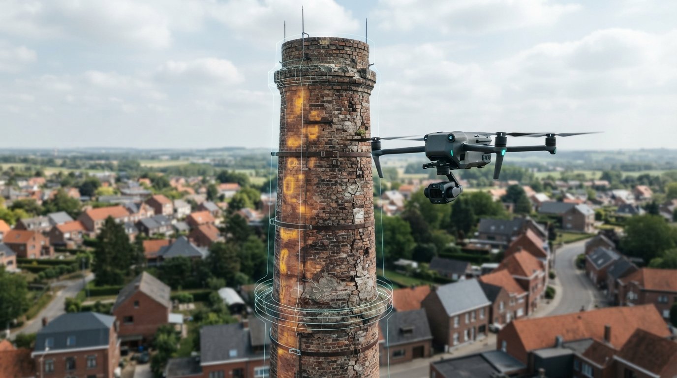 Technische gids voor een drone inspectie van de schoorsteen