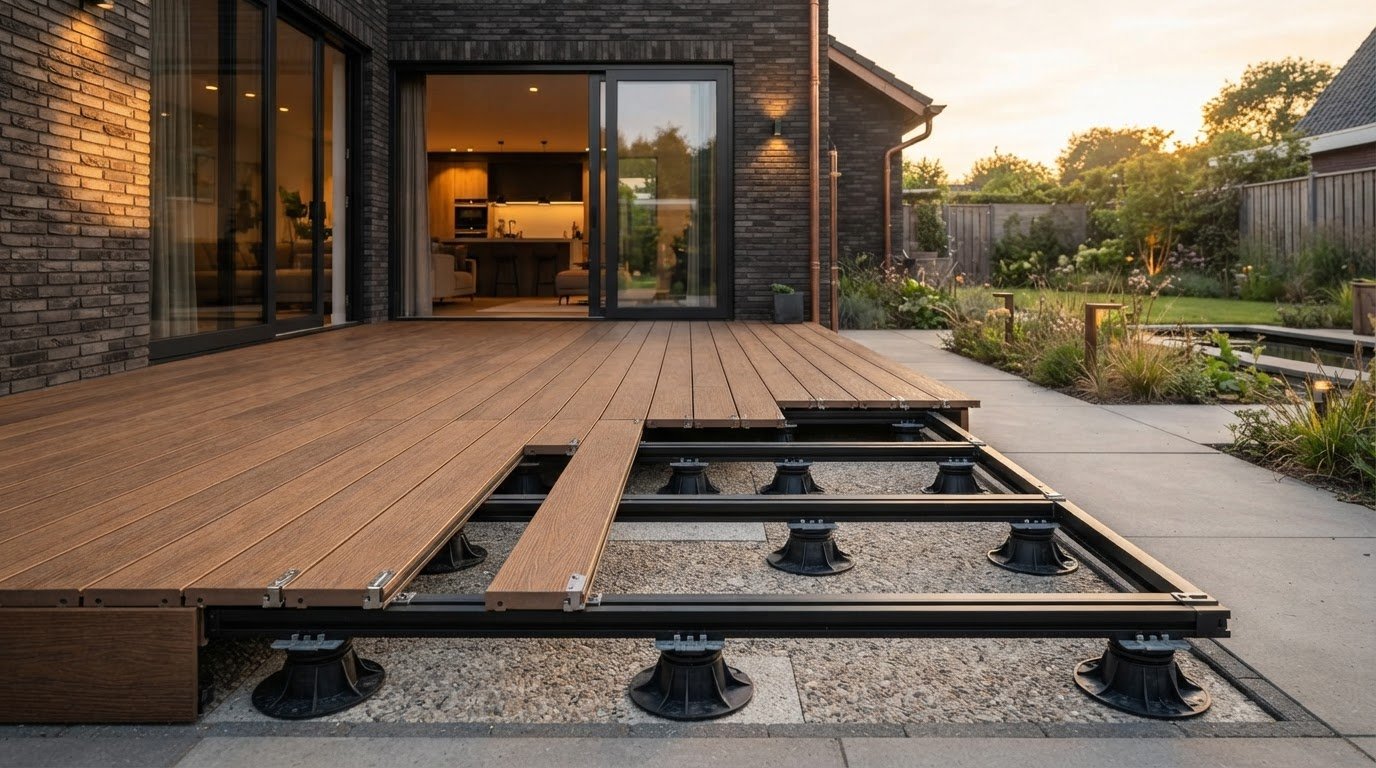 Terras onderbouw systeem voor montage op de juiste ondergrond