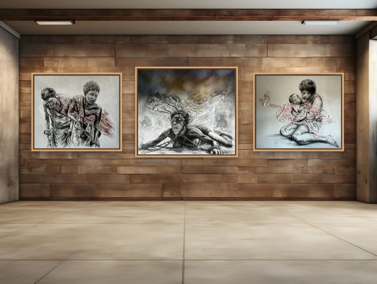 From left to right - 1. The Cry that cannot be Silenced.  2. The Weight of Freedom 3. The Emptiness of Goodbye