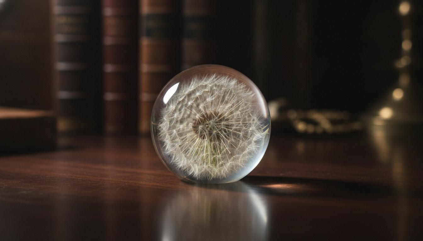 The Dandelion Clock in Resin: A Fleeting Moment Held Forever