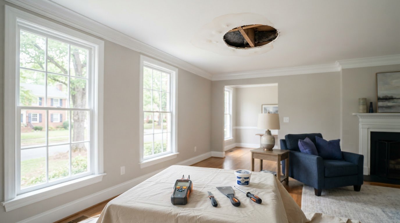 Water Damage Ceiling Repair in Richmond, VA After Roof Leaks