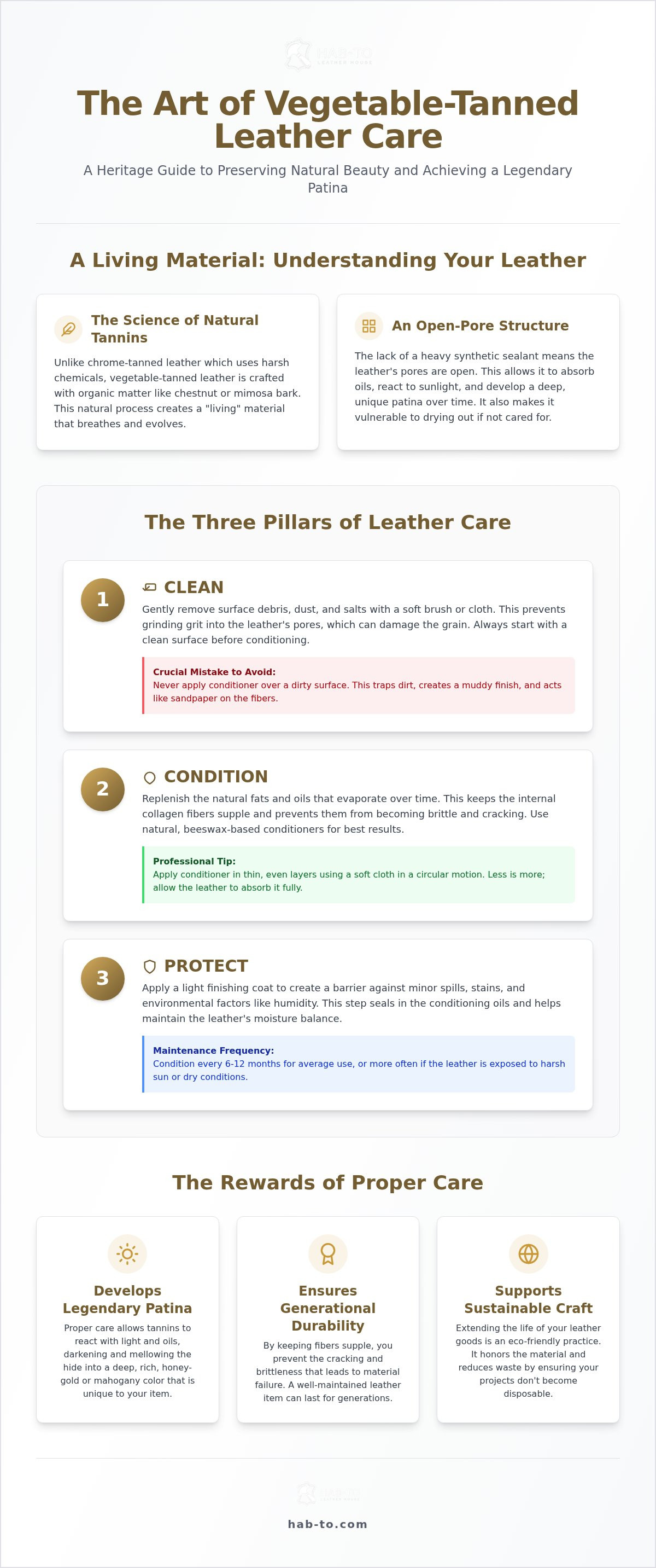 Vegetable tanned leather care