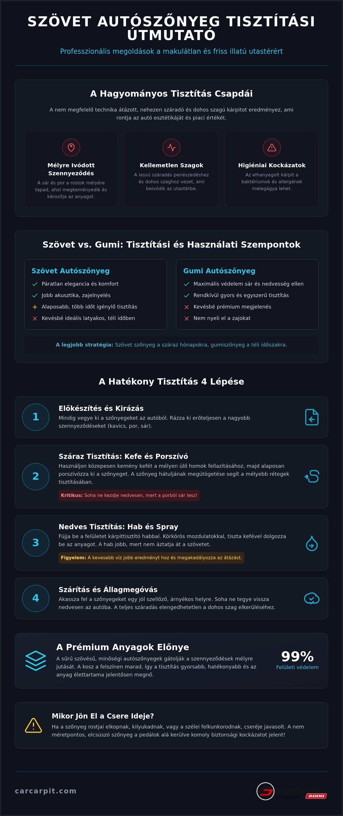 Szövet autószőnyeg tisztítása