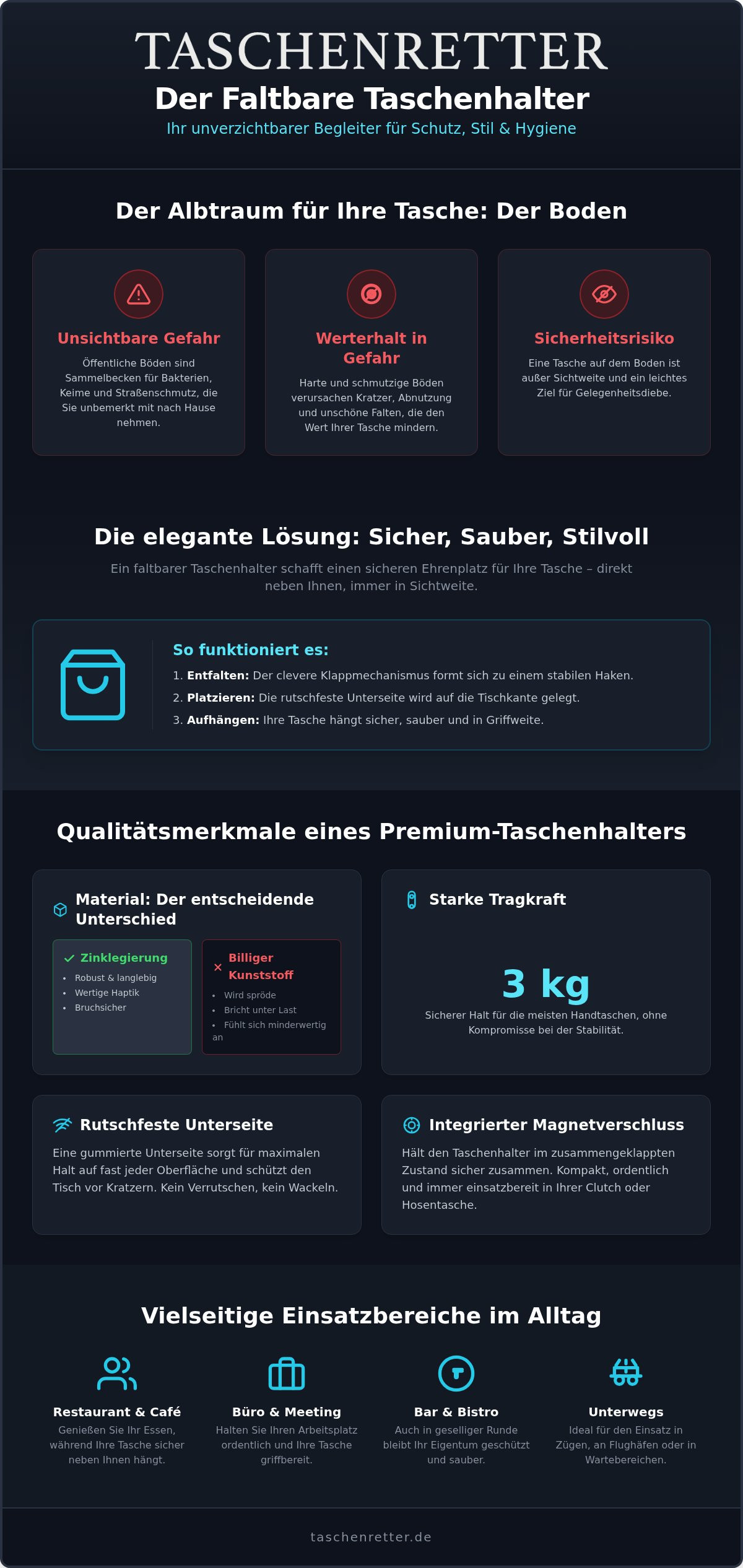 Faltbarer Taschenhalter