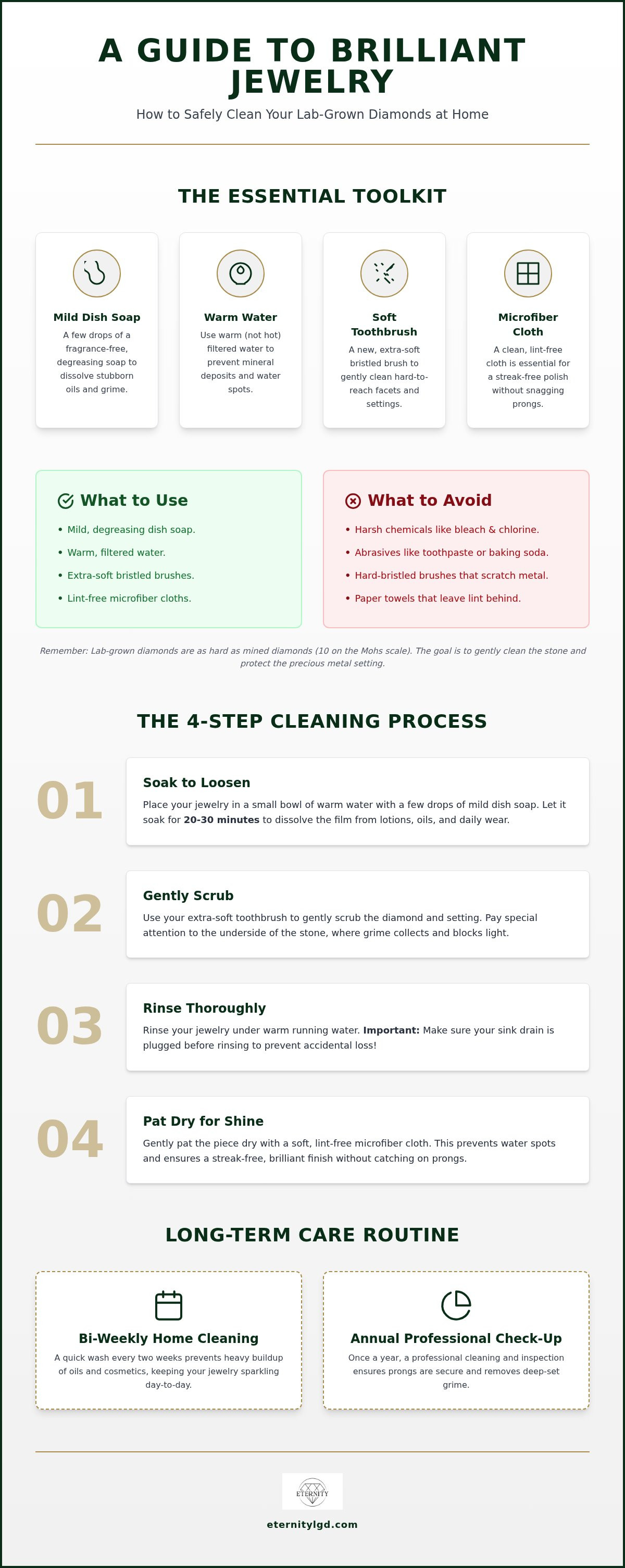 How to clean lab grown diamond jewelry
