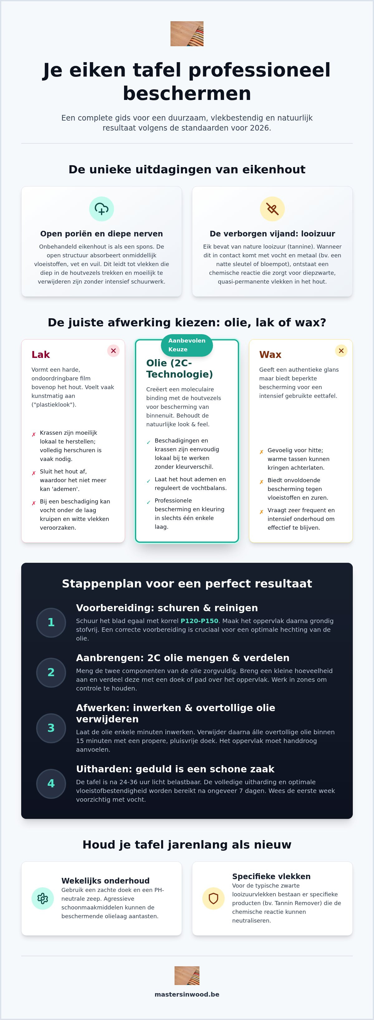 Eiken tafel beschermen