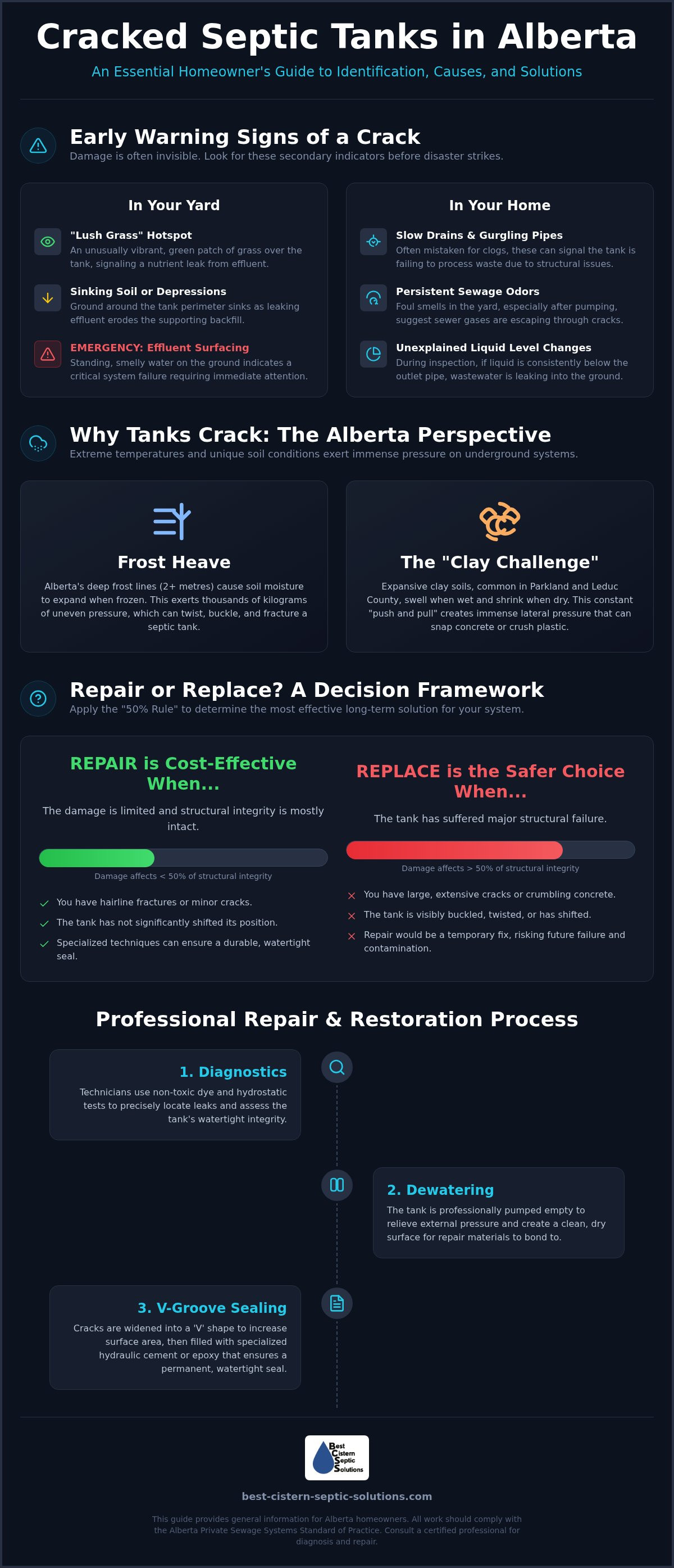 Cracked septic tank repair