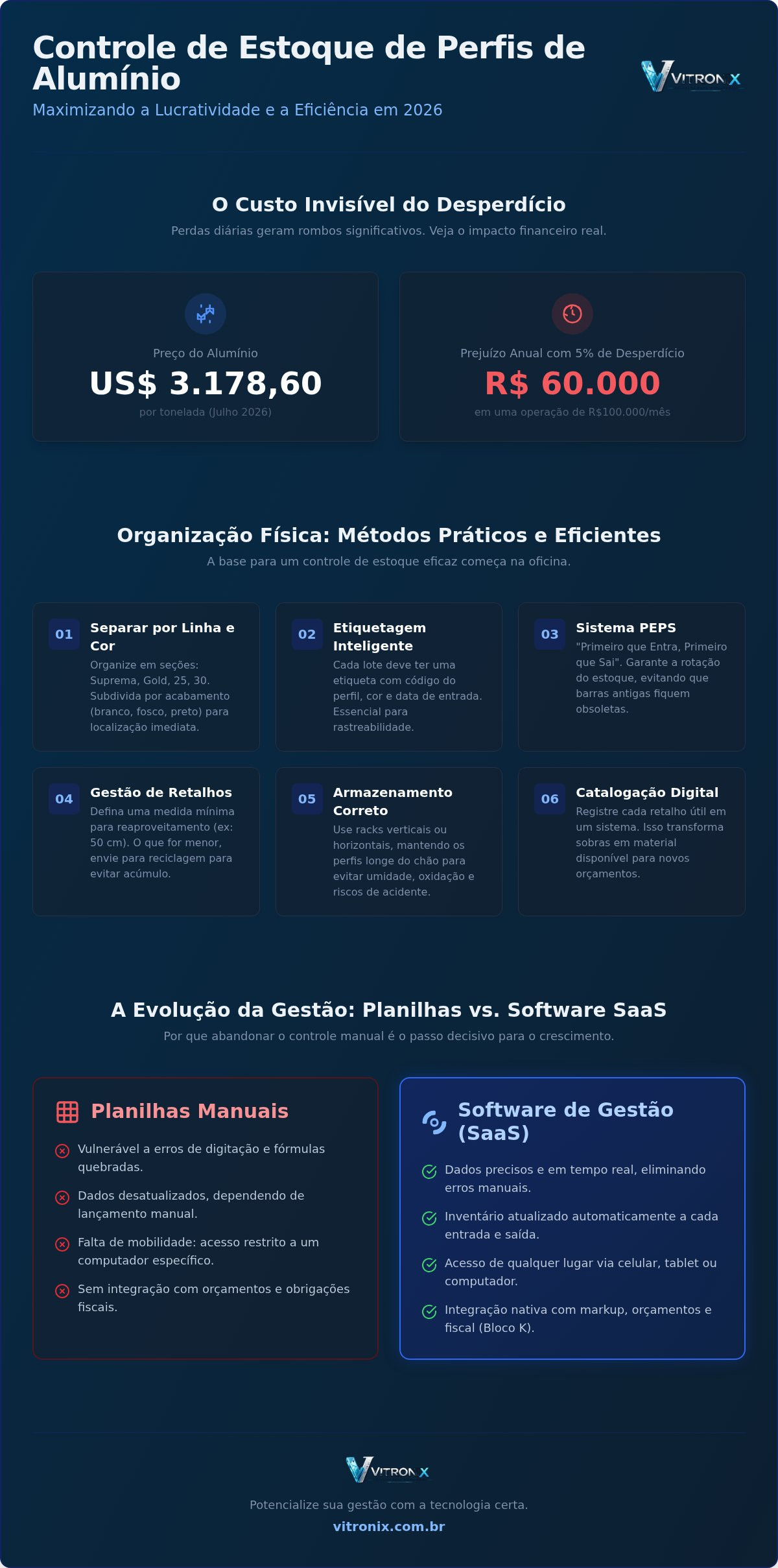 Controle de estoque de perfis de alumínio