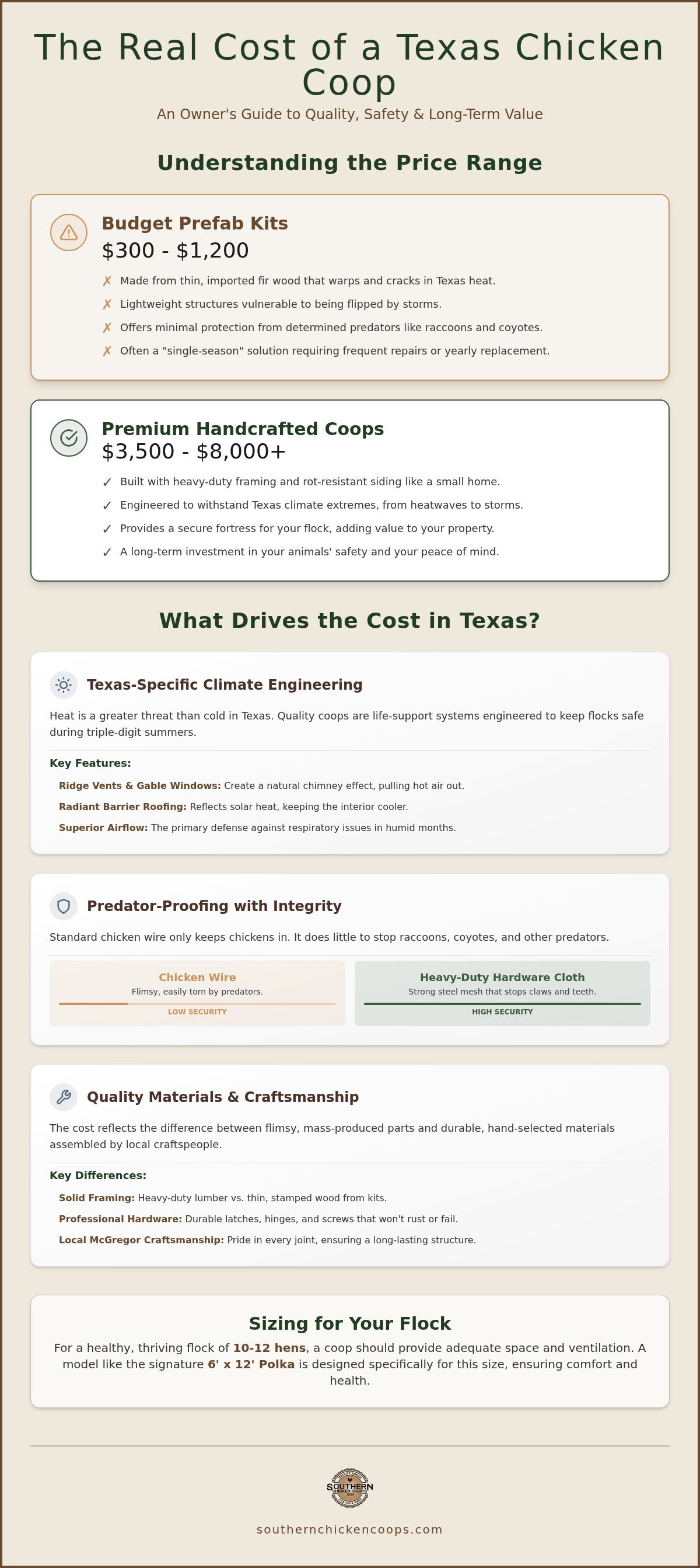 How much does a custom chicken coop cost in Texas