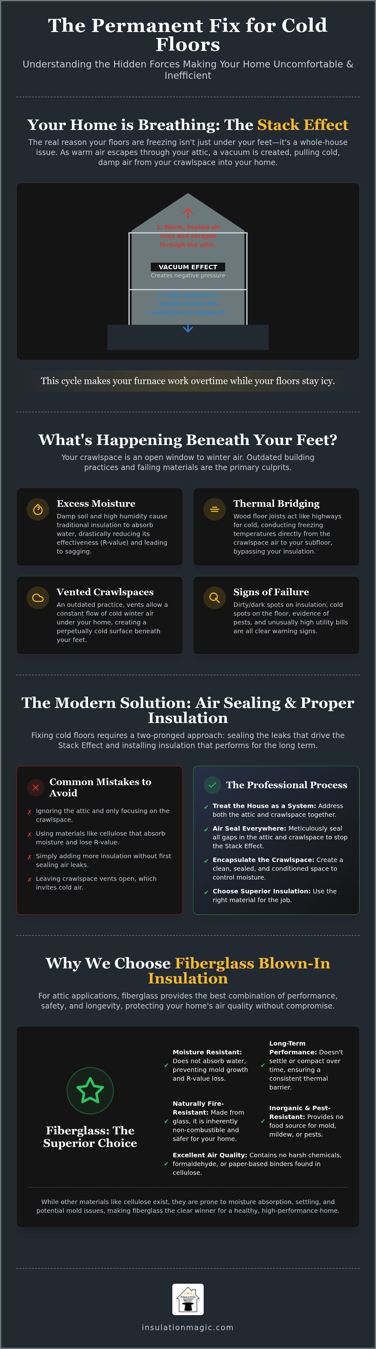 Cold floors above crawlspace fix